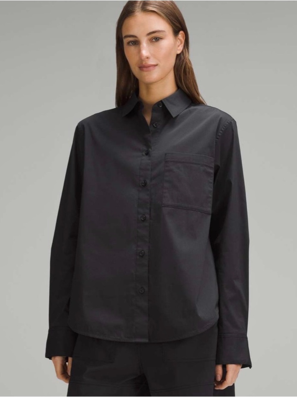 Lululemon Relaxed-Fit Cotton-Blend Poplin Button-Down Shirt Black